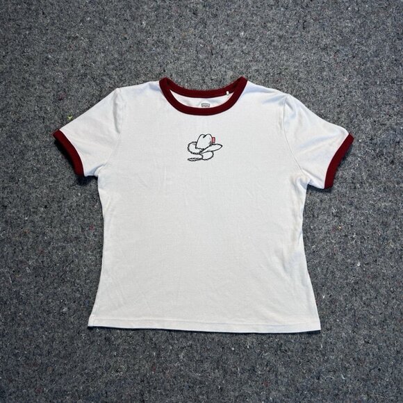 Levi's Tops - Levi’s Women’s White Ringer T-Shirt Cowboy Hat Graphic Short Sleeve Casual Tee